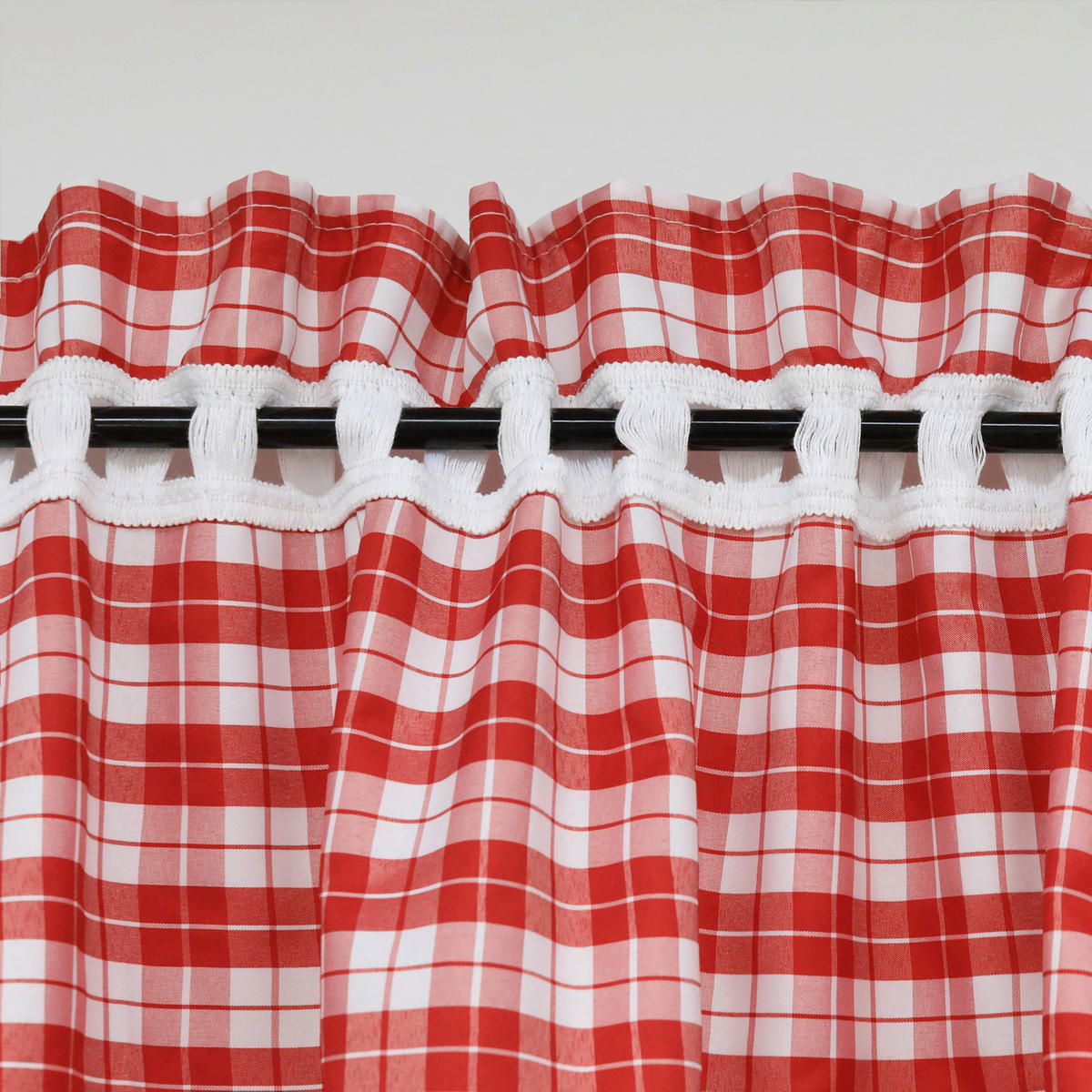 KURZGARDINE   80/145 cm   - Weiß Hochglanz/Rot, Basics, Textil (80/145cm)