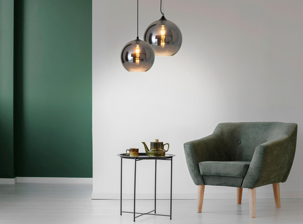 HÄNGELEUCHTE 25/125 cm   - Silberfarben/Schwarz, Design, Glas/Kunststoff (25/125cm) - Näve