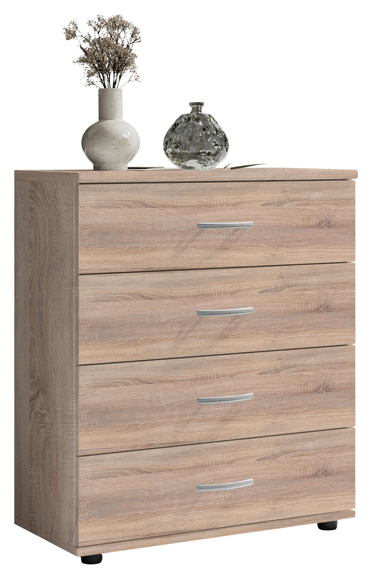 KOMODA, hrast sonoma  - srebrne barve/hrast sonoma, Design, umetna masa/leseni material (60/70/30cm) - Boxxx