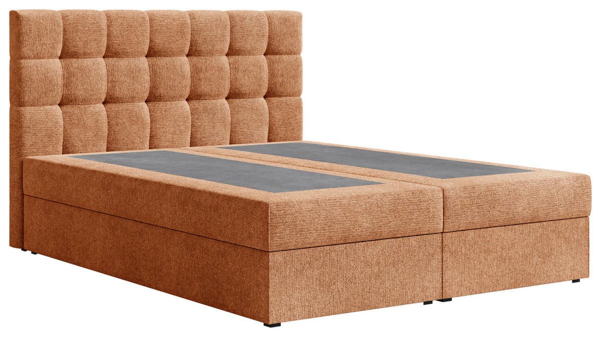 BOXBETT 160/200 cm,  in Kupferfarben, Bettkasten, Topper, H2 + H3 = mittel + fest  - Schwarz/Kupferfarben, MODERN, Holz/Kunststoff (160/200cm) - Livetastic