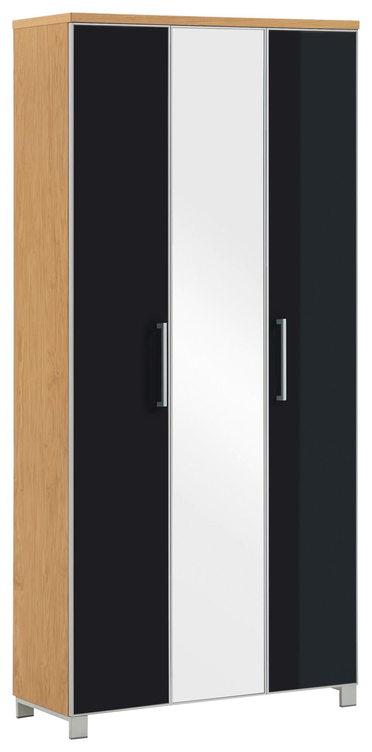 GARDEROBENSCHRANK Santina  in 90/193/37 cm  - Chromfarben/Eichefarben, Design, Glas/Holz (90/193/37cm)