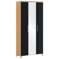 GARDEROBENSCHRANK Santina  in 90/193/37 cm  - Chromfarben/Eichefarben, Design, Glas/Holz (90/193/37cm)