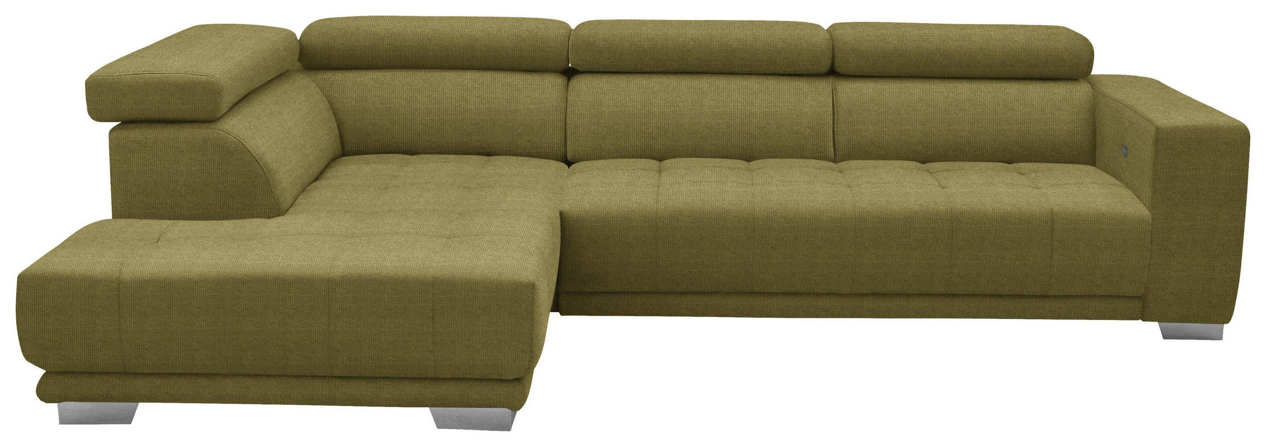 ECKSOFA in Mikrofaser Grün  207/301 cm  - Chromfarben/Grün, Design, Textil/Metall (207/301cm) - Xora