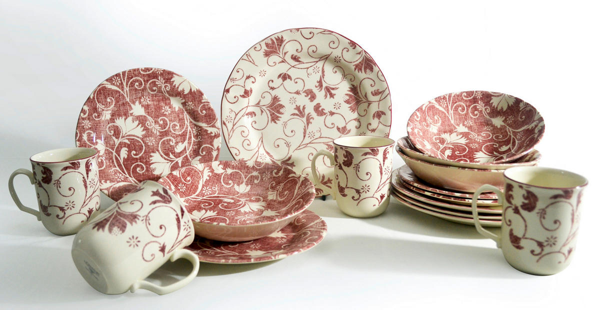 KOMBINOVANÝ SERVIS, 16-dielne, pórovina - viacfarebná, keramika (44/27/40cm) - Creatable