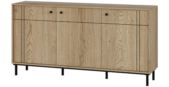 SIDEBOARD in 160,2/81,8/37 cm - Eichefarben/Schwarz, MODERN, Holzwerkstoff/Kunststoff (160,2/81,8/37cm) - Carryhome