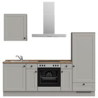 KÜCHENBLOCK 240 cm   in Grau, Eiche dunkel  - Eiche dunkel/Schwarz, MODERN, Holzwerkstoff/Metall (240cm) - Nobilia