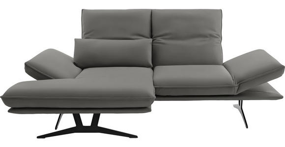 ECKSOFA in Echtleder Hellgrau 130/210 cm - Gelb/Hellgrau, Design, Leder/Metall (130/210cm) - Dieter Knoll