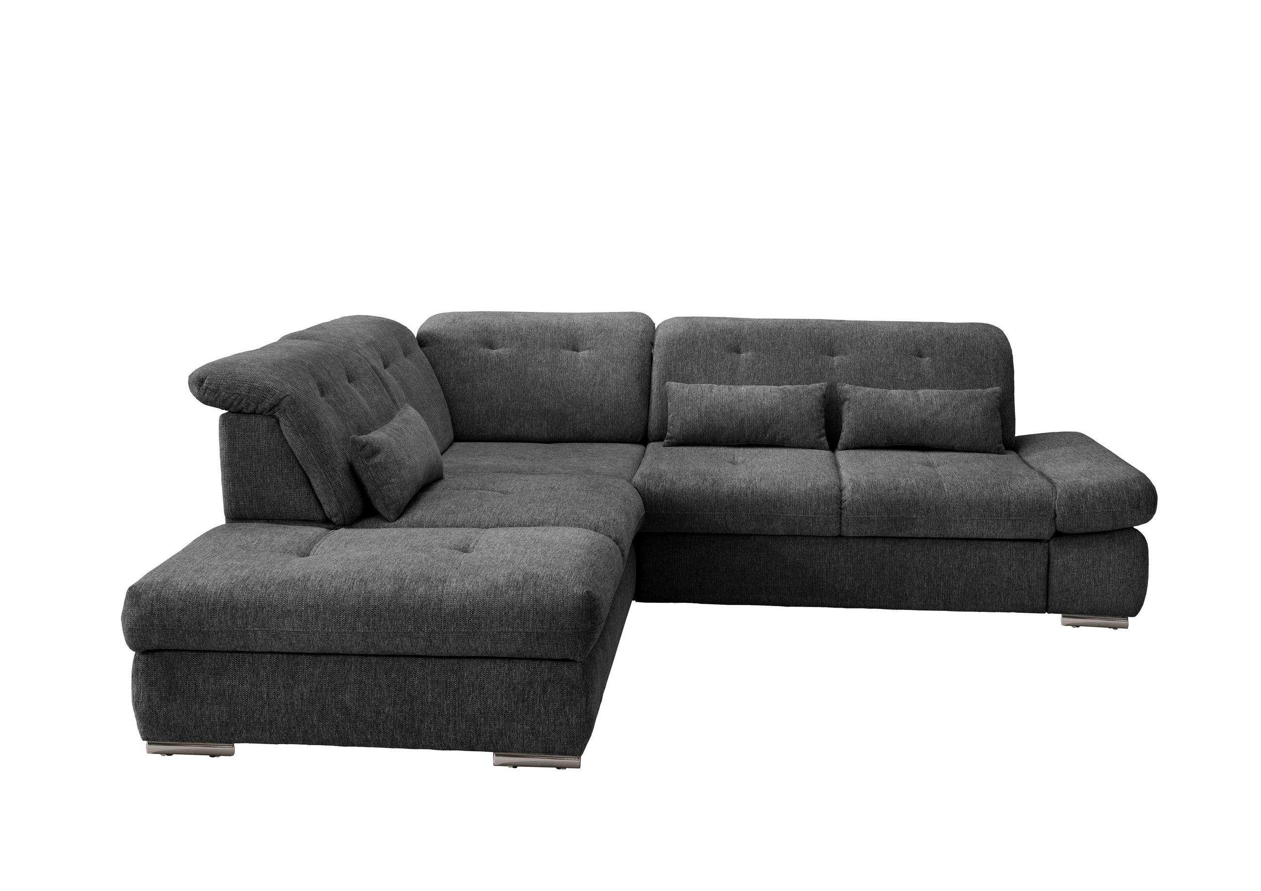 ECKSOFA Anthrazit Chenille  - Chromfarben/Anthrazit, Design, Textil/Metall (254/280cm) - Livetastic