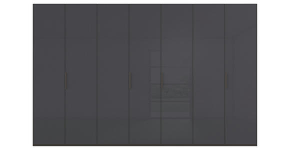 DREHTÜRENSCHRANK 350/235/61 cm,  in Graphitfarben, 7-türig  - Graphitfarben, Basics, Glas/Holzwerkstoff (350/235/61cm) - Novel