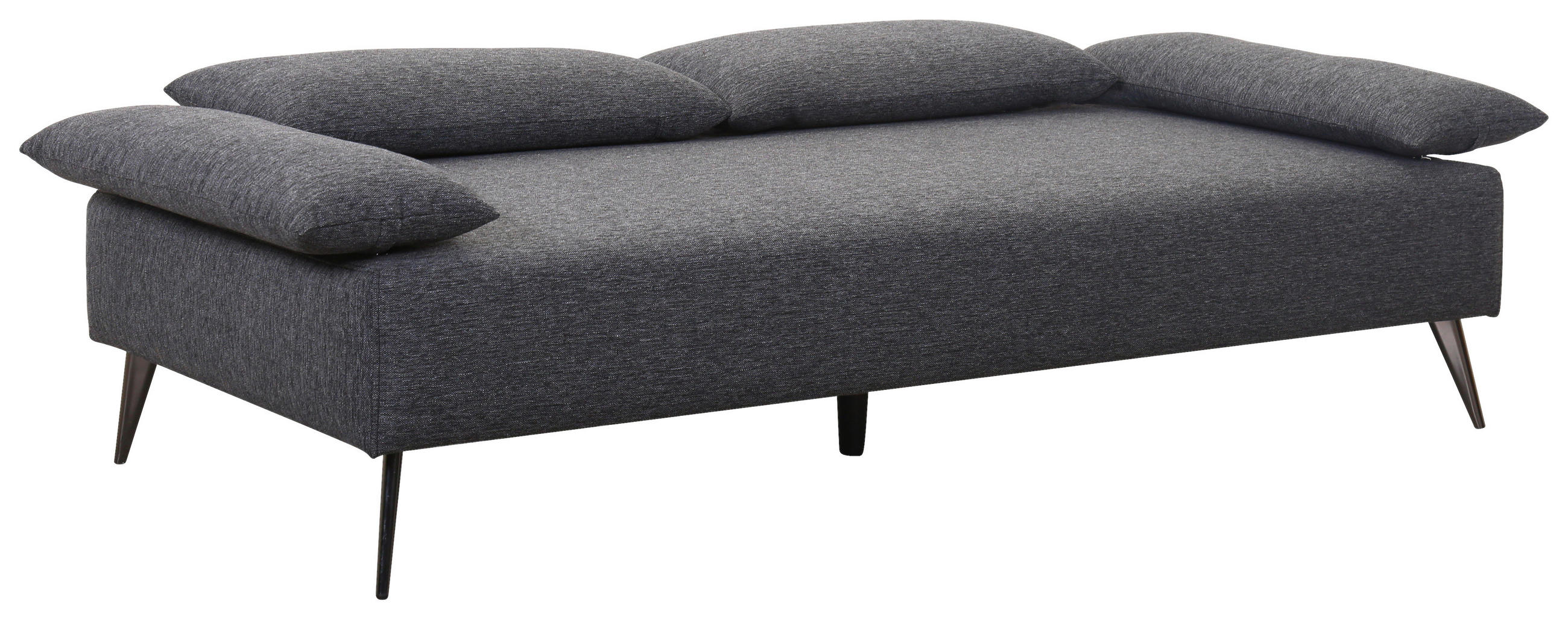 SCHLAFSOFA Leinenoptik Dunkelgrau  - Dunkelgrau/Schwarz, Design, Textil/Metall (207/85/90cm) - Livetastic