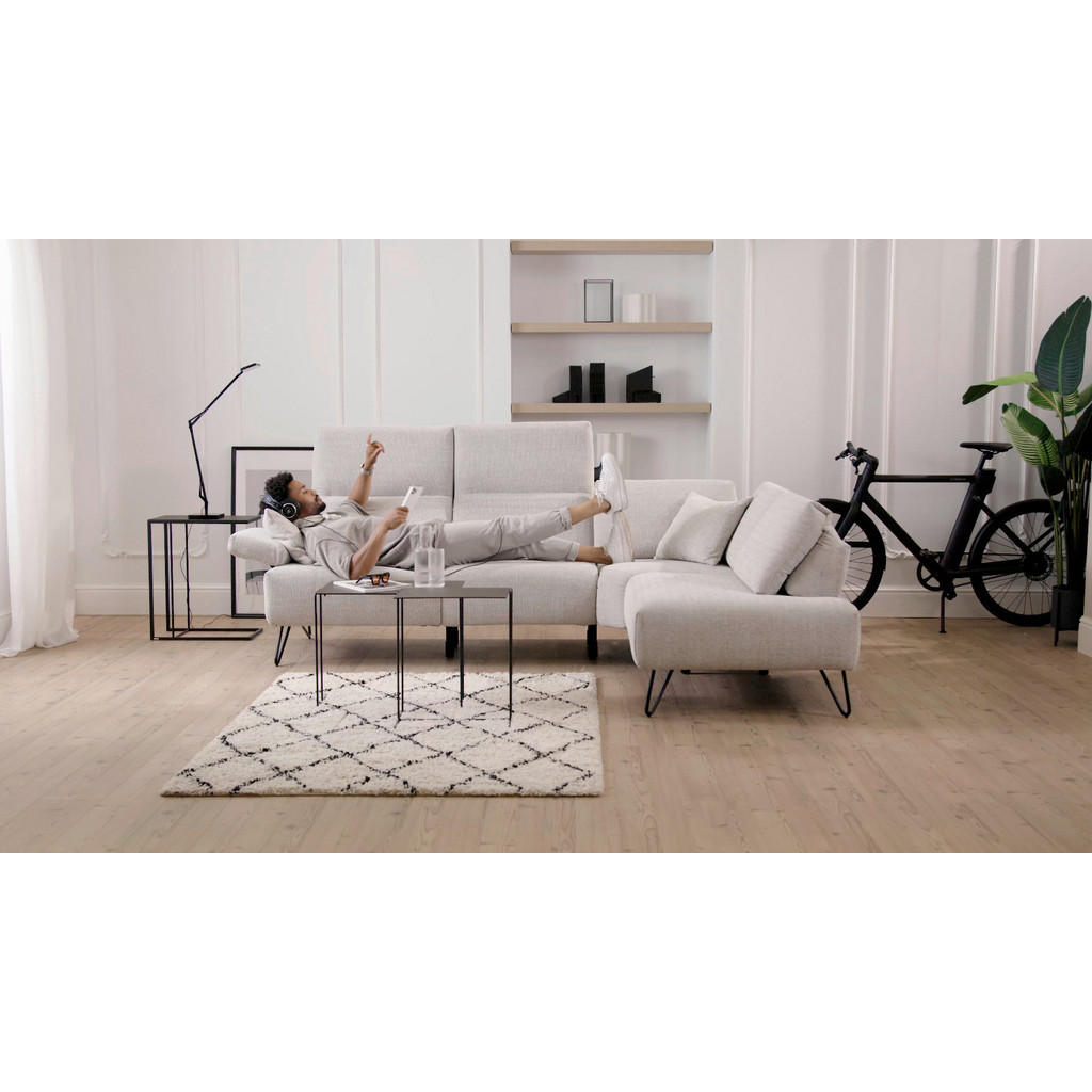 Thumbnail - Sensoo Ecksofa Cosy, Braun, Textil, 5-Sitzer, Ottomane links, L-Form, 248-263x193 cm, Stoffauswahl, Armteil links, recht...