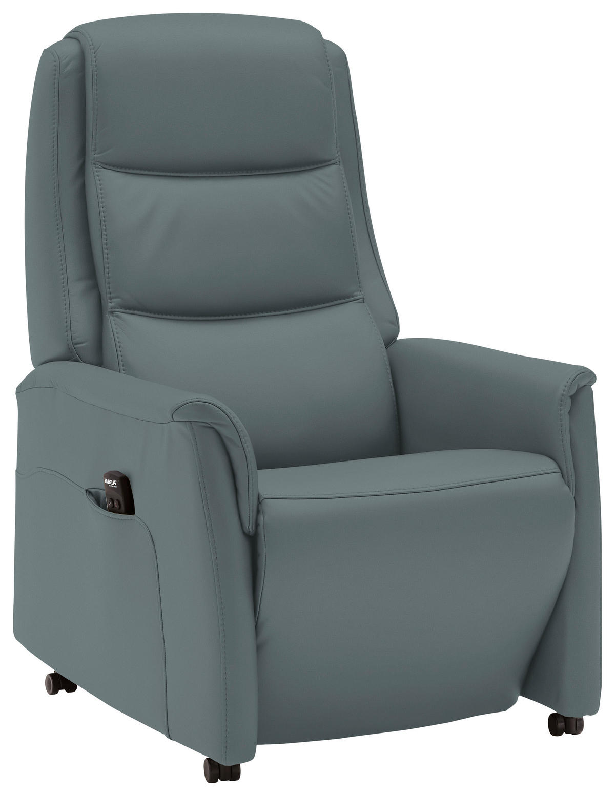 FERNSEHSESSEL Valdera  mit Relaxfunktion, Aufstehhilfe, Rücken echt Echtleder Blaugrau  - Blaugrau/Schwarz, KONVENTIONELL, Leder/Kunststoff (70/107/88cm) - Livetastic