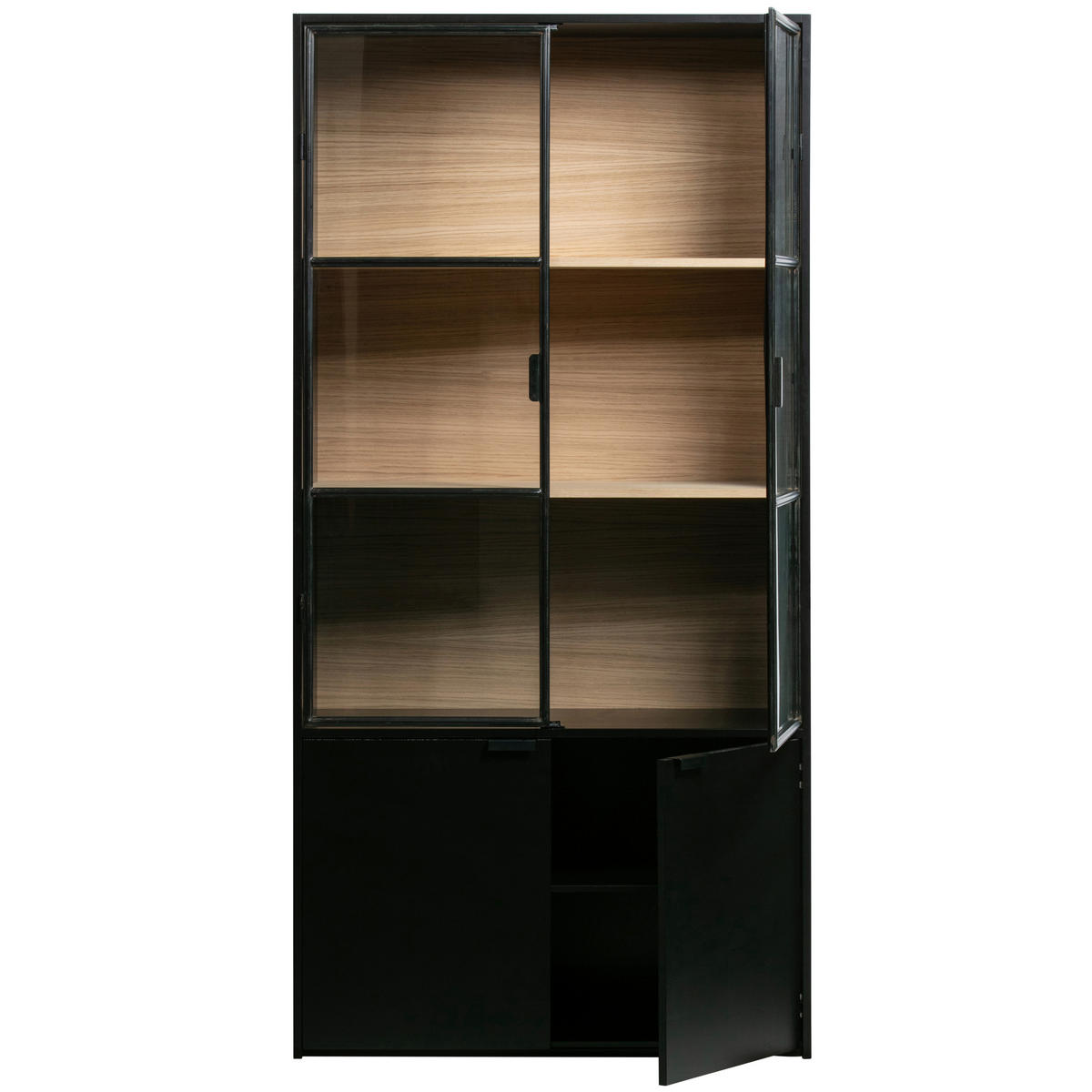 VITRINE in Kiefer Schwarz  - Schwarz, Design, Glas/Holz (100/200/40cm) - Livetastic