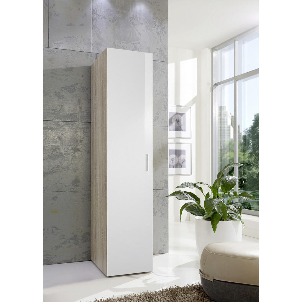 Thumbnail - Xora Garderobenschrank, Weiß, Eiche, Holzwerkstoff, 1 Fächer, 45x185x54 cm, BQ - Bündnis für Qualität, Made in Germany, ...