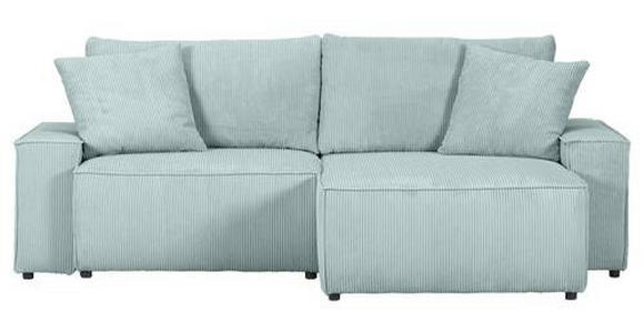 ECKSOFA in Cord Mintgrün  - Schwarz/Mintgrün, KONVENTIONELL, Kunststoff/Textil (250/153cm) - Ambia Home