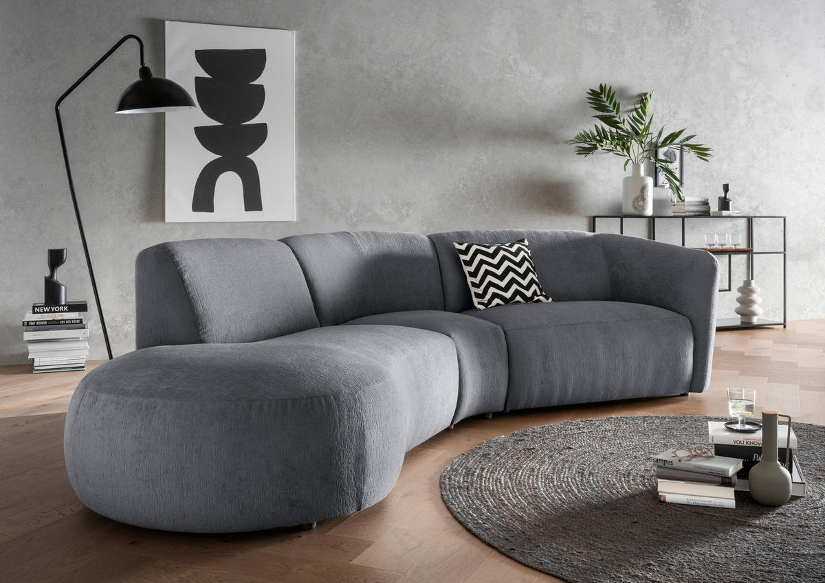 ECKSOFA in Mikrofaser Anthrazit  - Anthrazit/Schwarz, Modern, Kunststoff/Textil (182/276cm) - Livetastic