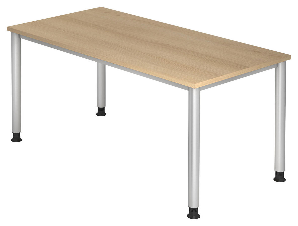 SCHREIBTISCH 160/80/68-76 cm  in Silberfarben, Eichefarben  - Eichefarben/Silberfarben, KONVENTIONELL, Holzwerkstoff/Metall (160/80/68-76cm) - Venda