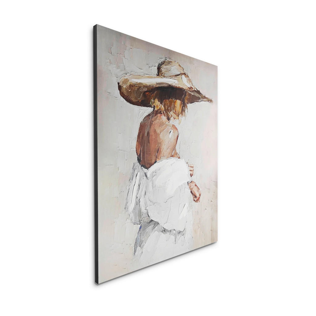 Thumbnail - Monee Ölgemälde, Grau, Weiß, Beige, Textil, Holzwerkstoff, rechteckig, 100x70 cm, Made in Europe, handgemalt, einfache u...