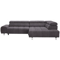 ECKSOFA Anthrazit Webstoff  - Anthrazit/Silberfarben, Design, Textil/Metall (295/201cm) - Hom`in