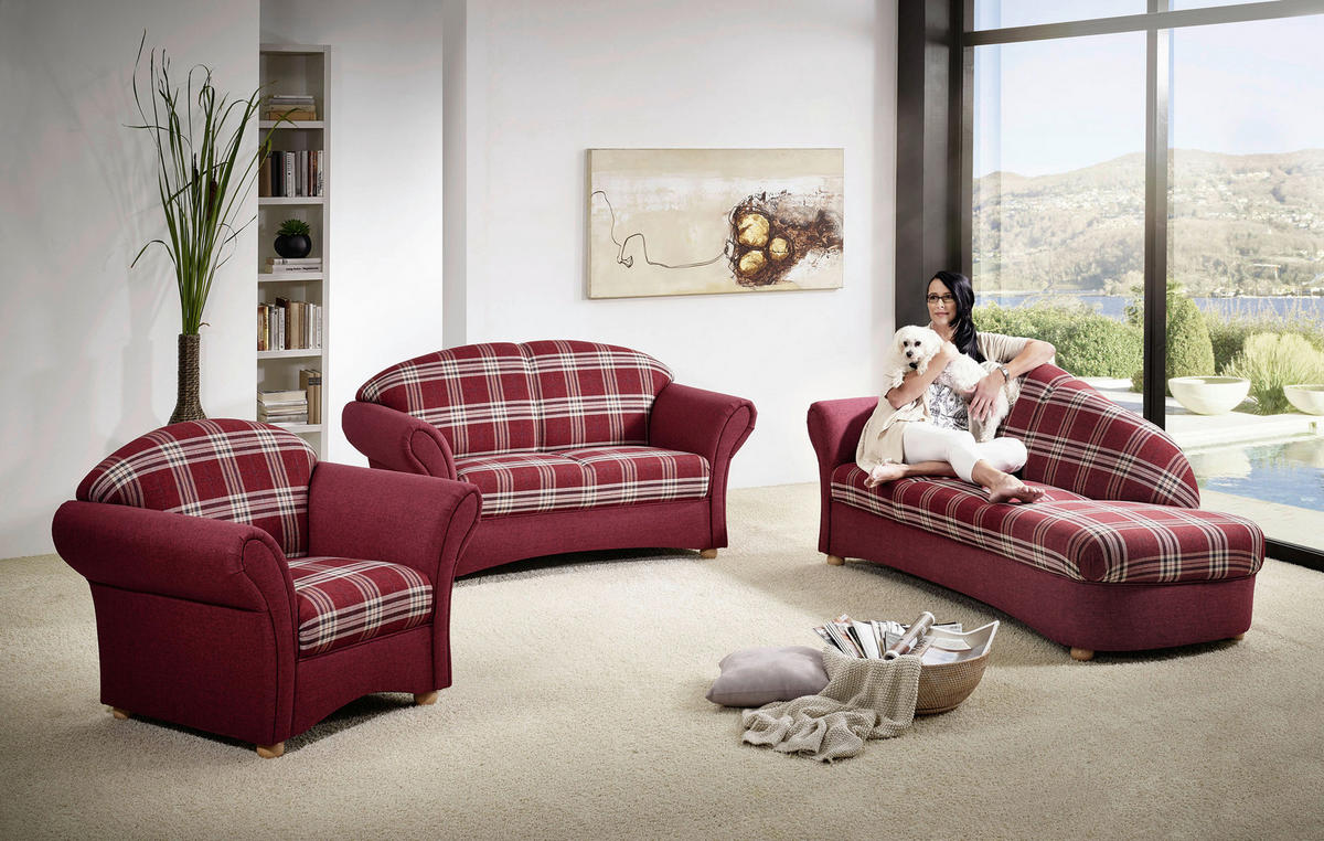 SESSEL in Flachgewebe Rot  - Buchefarben/Rot, Design, Holz/Textil (96/85/81cm) - Max Winzer