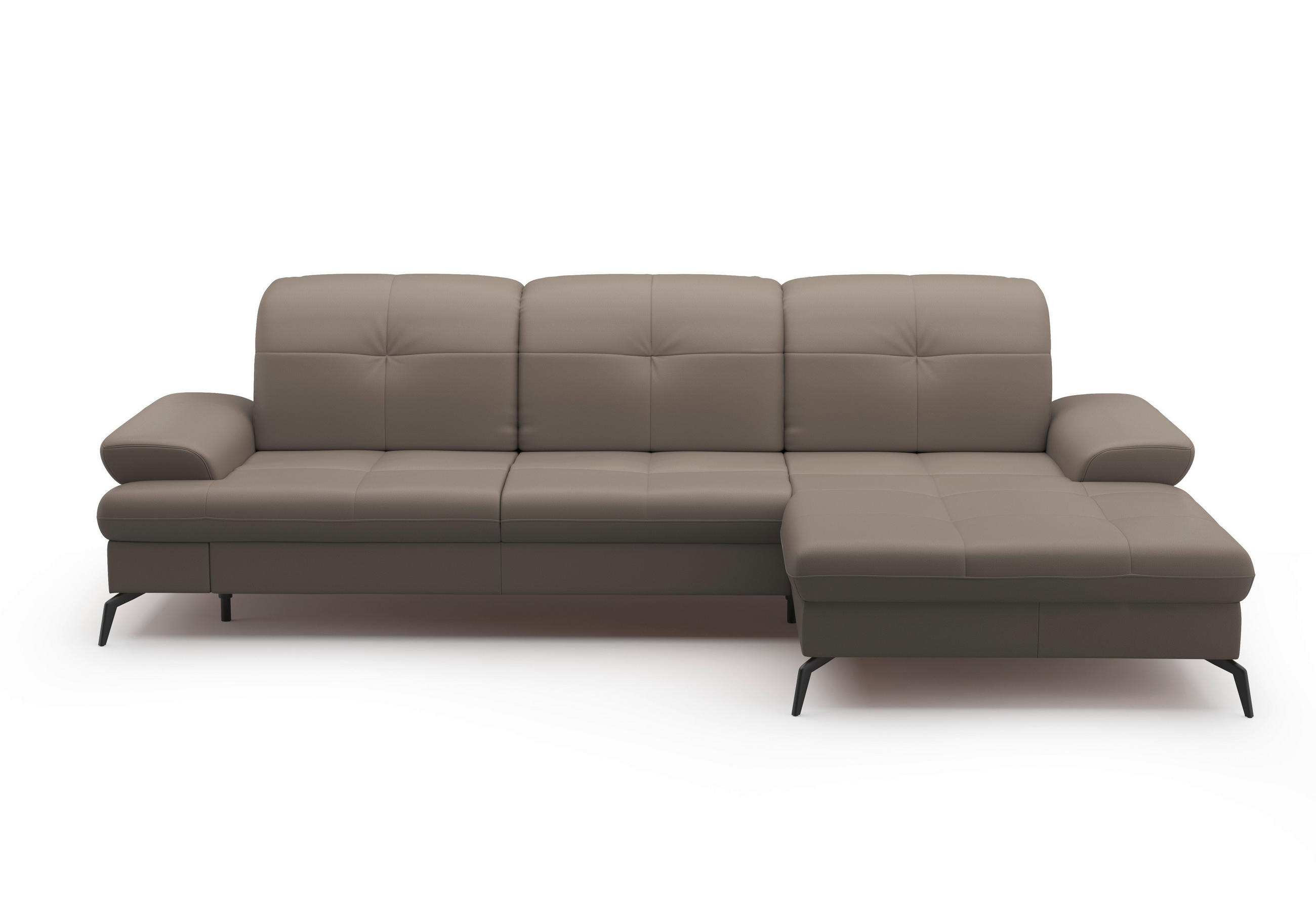 ECKSOFA in Echtleder Grau - Schwarz/Grau, Konventionell, Leder/Metall (279/185cm) - Sit & More