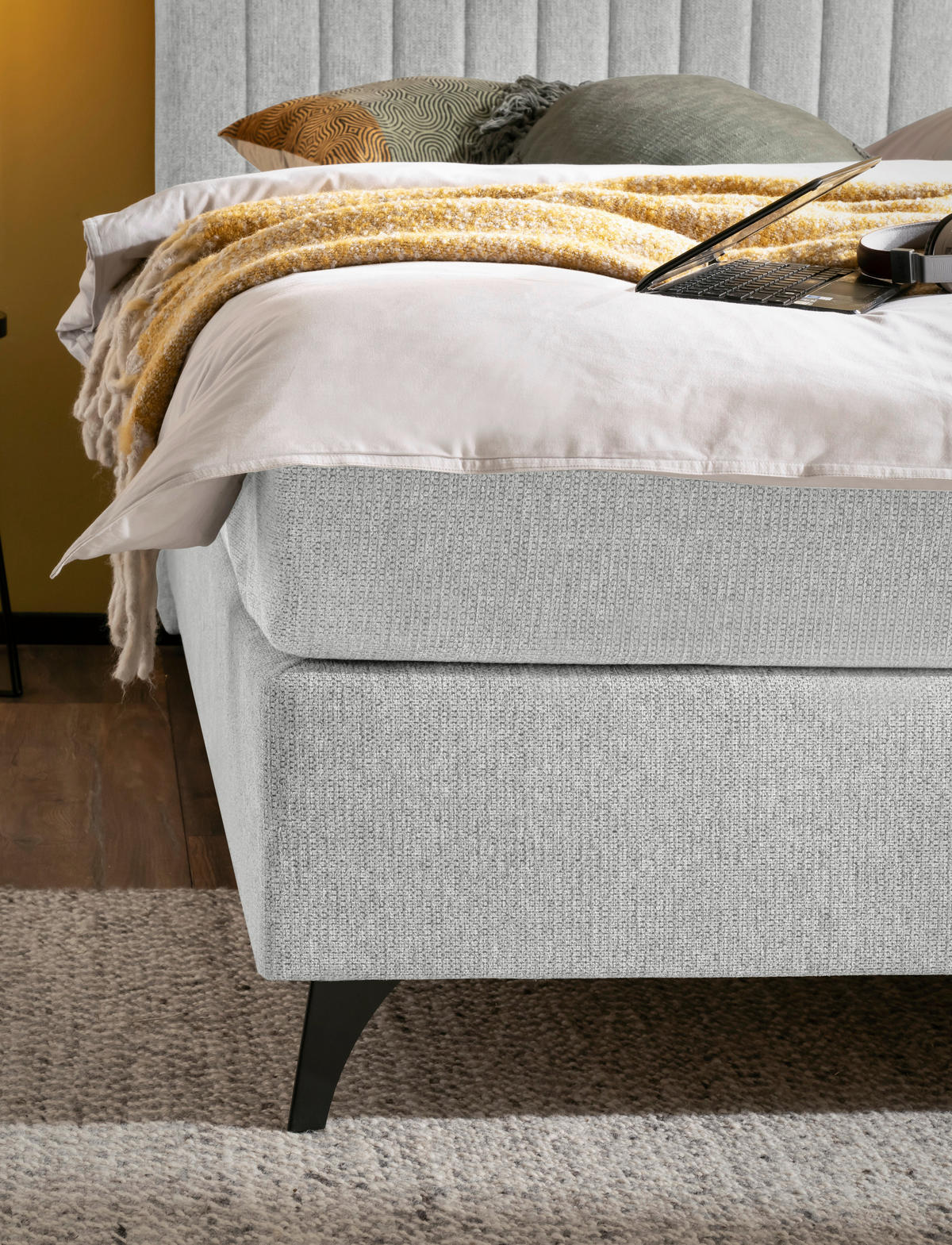 BOXSPRINGBETT 180/200 cm  in Graubraun  - Graubraun/Schwarz, Basics, Textil/Metall (180/200cm) - Boxxx