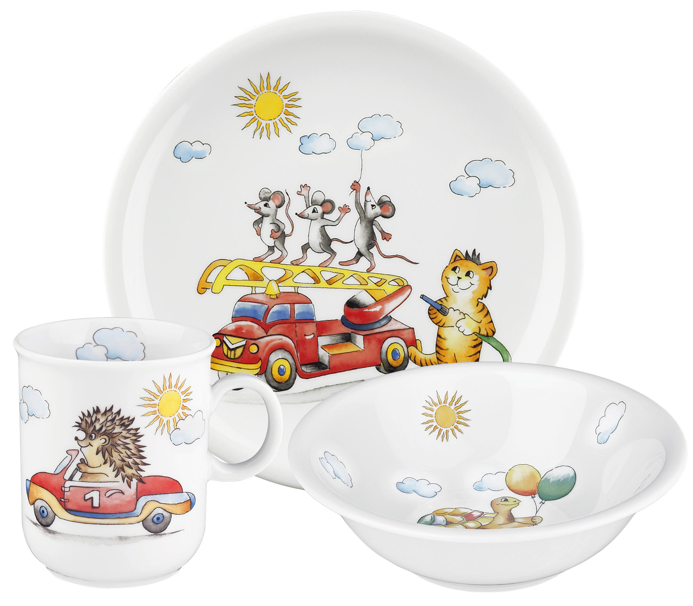 KINDERGESCHIRRSET KINDERTRÄUME Porzellan 3-teilig  - Rot/Multicolor, Design, Keramik - Seltmann Weiden