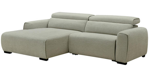 ECKSOFA Beige Mikrofaser Rücken echt, Relaxfunktion, Kopfteilverstellung  - Beige/Schwarz, Design, Holz/Textil (172/256cm) - Carryhome