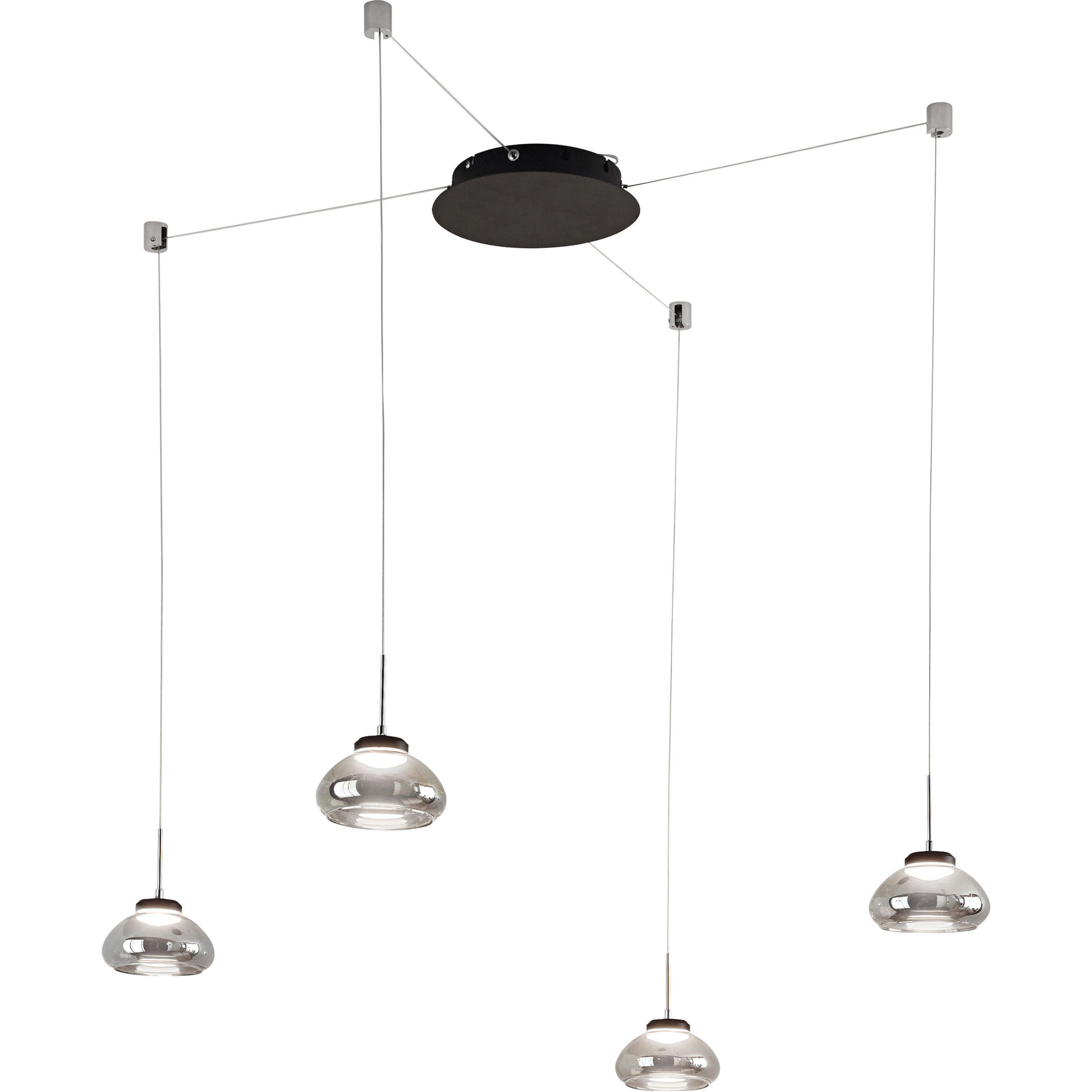 LED-HÄNGELEUCHTE    - Transparent/Schwarz, Design, Glas/Metall (50-350cm) - Fabas Luce