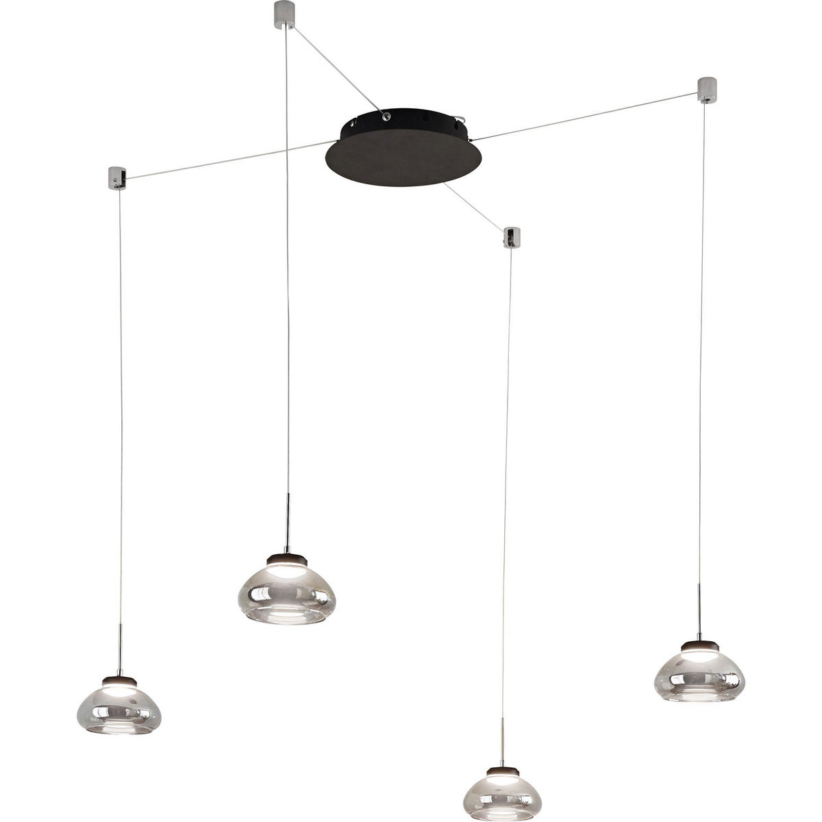 LED-HÄNGELEUCHTE    - Transparent/Schwarz, Design, Glas/Metall (50-350cm) - Fabas Luce