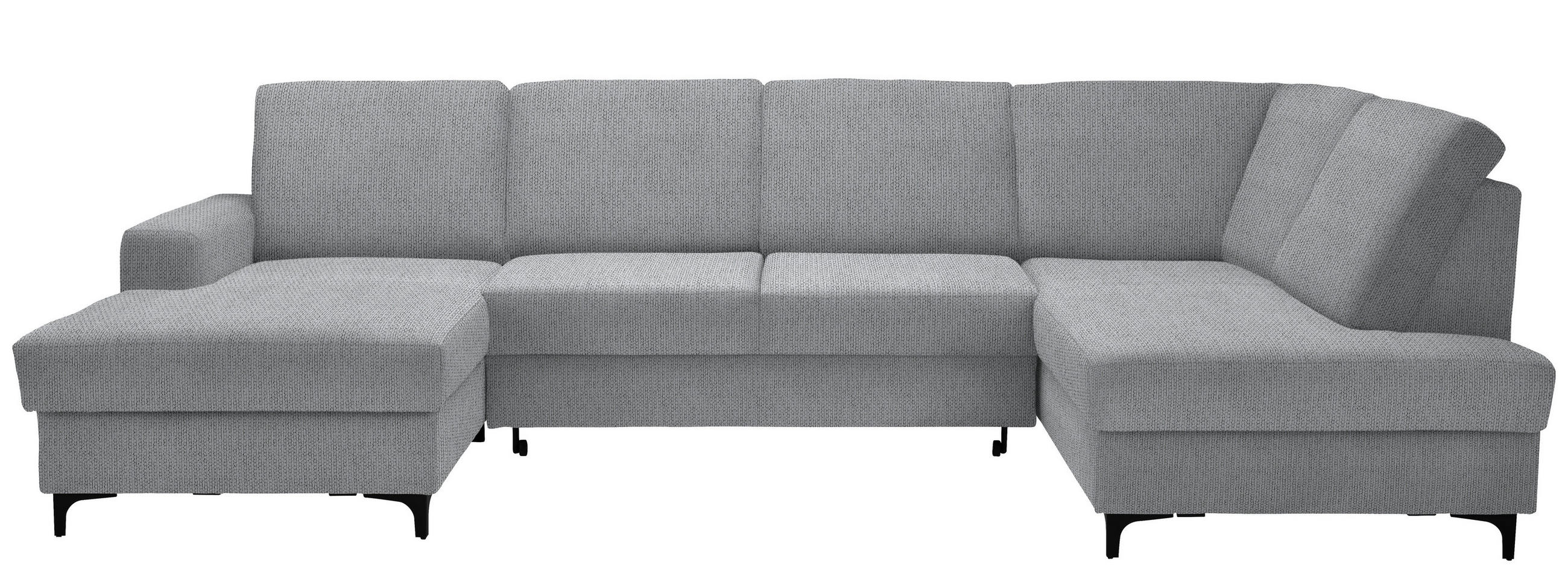 WOHNLANDSCHAFT in Webstoff Silberfarben  - Silberfarben/Schwarz, KONVENTIONELL, Textil/Metall (167/317/185cm) - Stylife