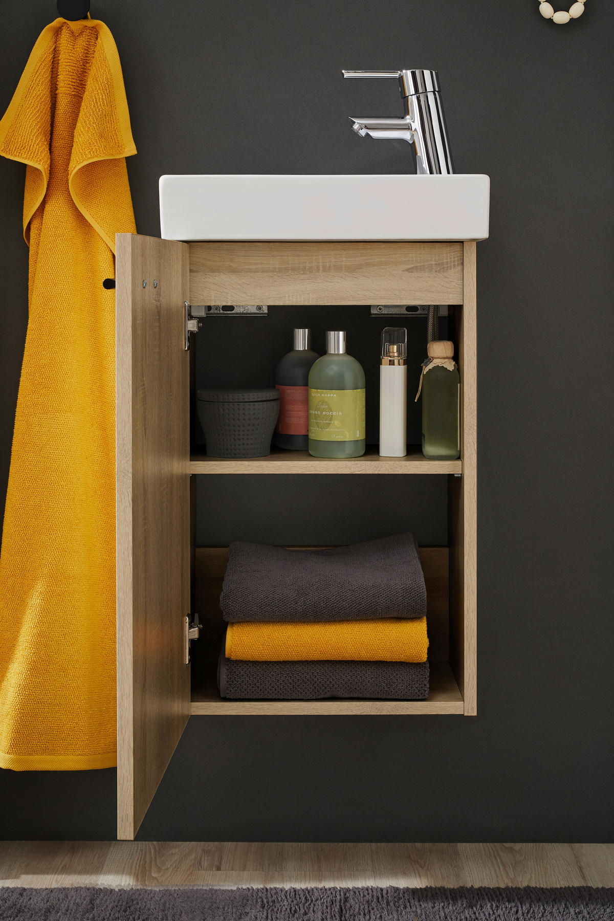 GÄSTEBAD 40 cm  - Weiß/Sonoma Eiche, KONVENTIONELL, Holzwerkstoff (40cm) - Xora
