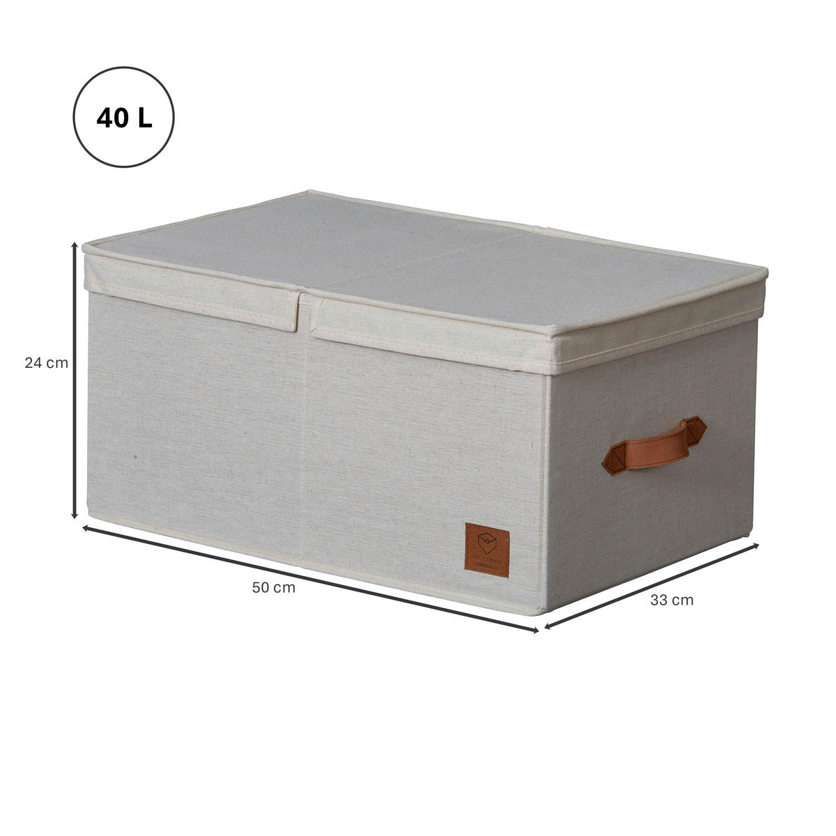 BOX MIT DECKEL Premium  - Beige, Basics, Textil (50/33/24cm) - Store It