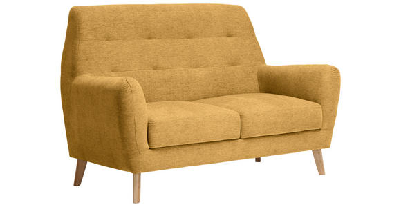 2-SITZER-SOFA in Webstoff Gelb  - Eichefarben/Gelb, Design, Holz/Textil (160/105/84cm) - Carryhome