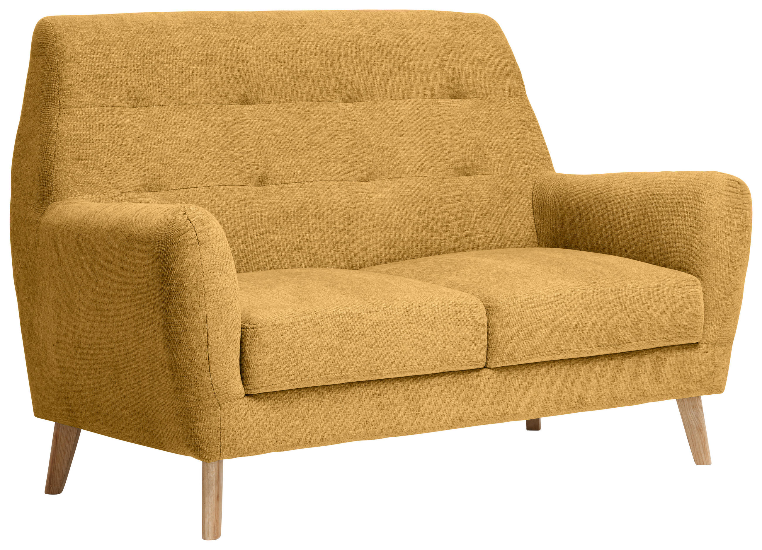 2-SITZER-SOFA in Webstoff Gelb  - Eichefarben/Gelb, Design, Holz/Textil (160/105/84cm) - Carryhome