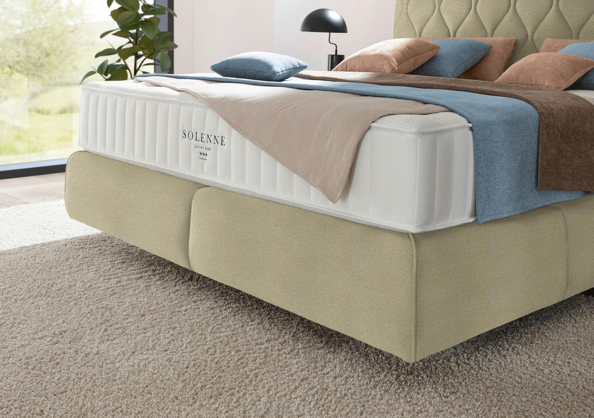 BOXSPRINGBETT 180/200 cm  in Creme  - Creme/Schwarz, Design, Kunststoff/Textil (180/200cm) - Johann Jakob
