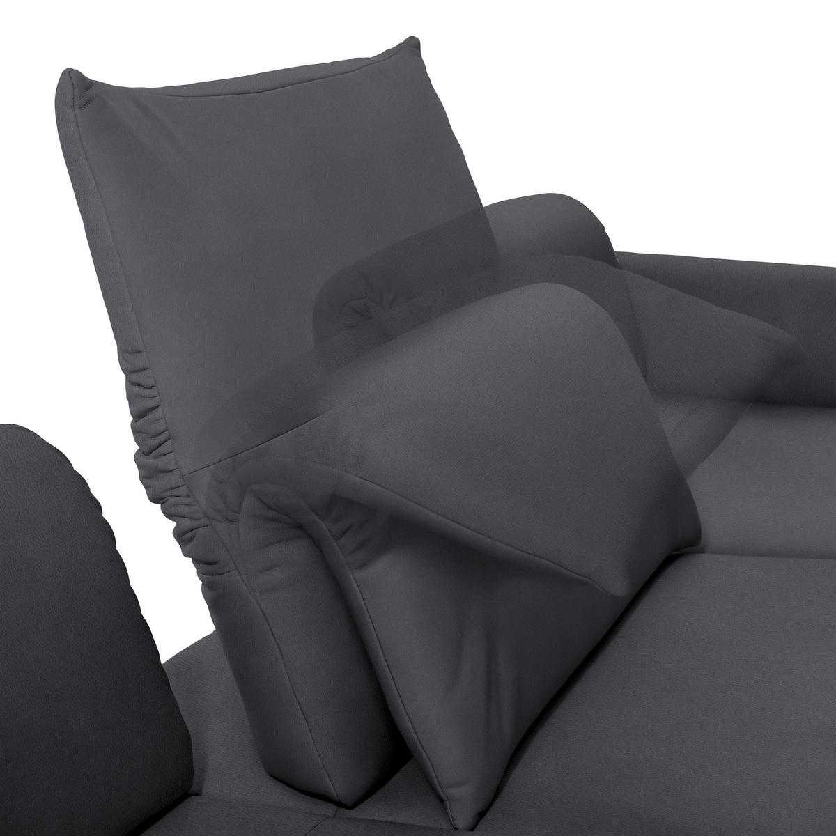 ECKSOFA in Echtleder Dunkelgrau  - Dunkelgrau/Anthrazit, Design, Leder/Metall (308/173cm) - Joop!