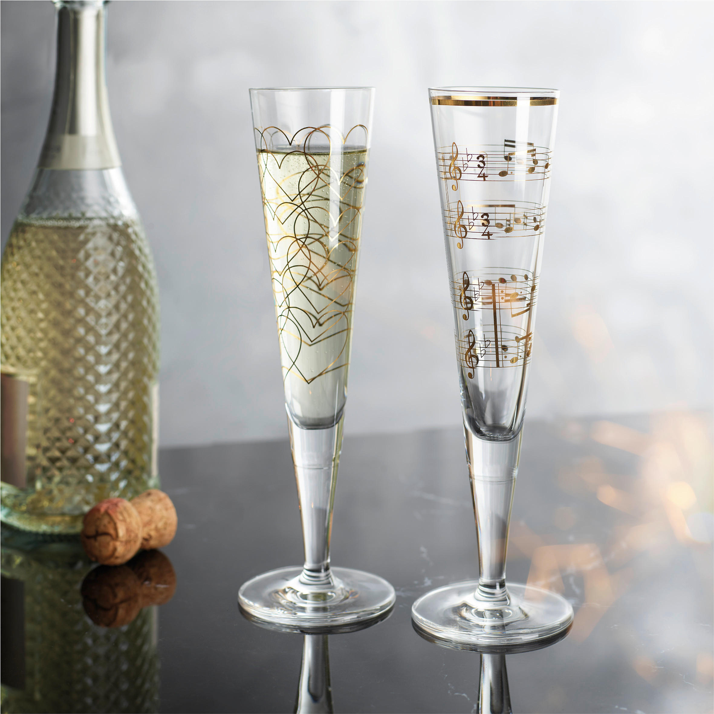 CHAMPAGNERGLAS Goldnacht 205 ml 2-teilig  - Goldfarben, LIFESTYLE, Glas (7,2/7,2/24cm) - Ritzenhoff