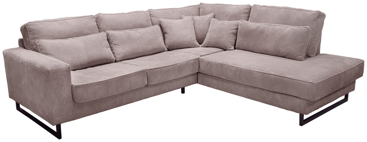 ECKSOFA ICON Cappuccino Cord Zierkissen, Rückenkissen, Nierenkissen  - Schwarz/Cappuccino, KONVENTIONELL, Textil/Metall (284/253cm) - Livetastic