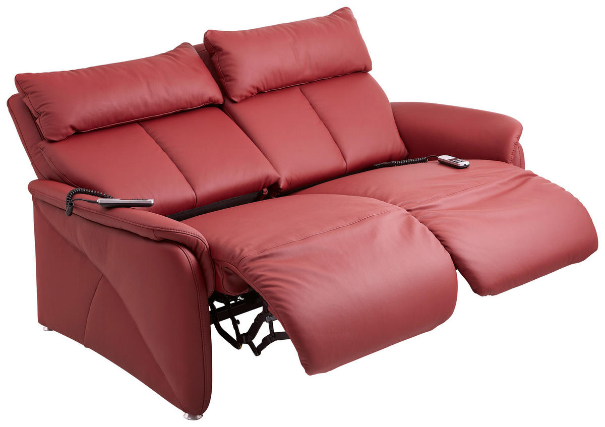 2-SITZER-SOFA Echtleder Dunkelrot  - Alufarben/Dunkelrot, KONVENTIONELL, Leder/Metall (171/108/99cm) - Cantus