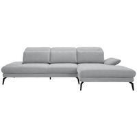 ECKSOFA in Webstoff Hellgrau  289/180 cm  - Hellgrau/Schwarz, Design, Textil/Metall (289/180cm) - Stylife