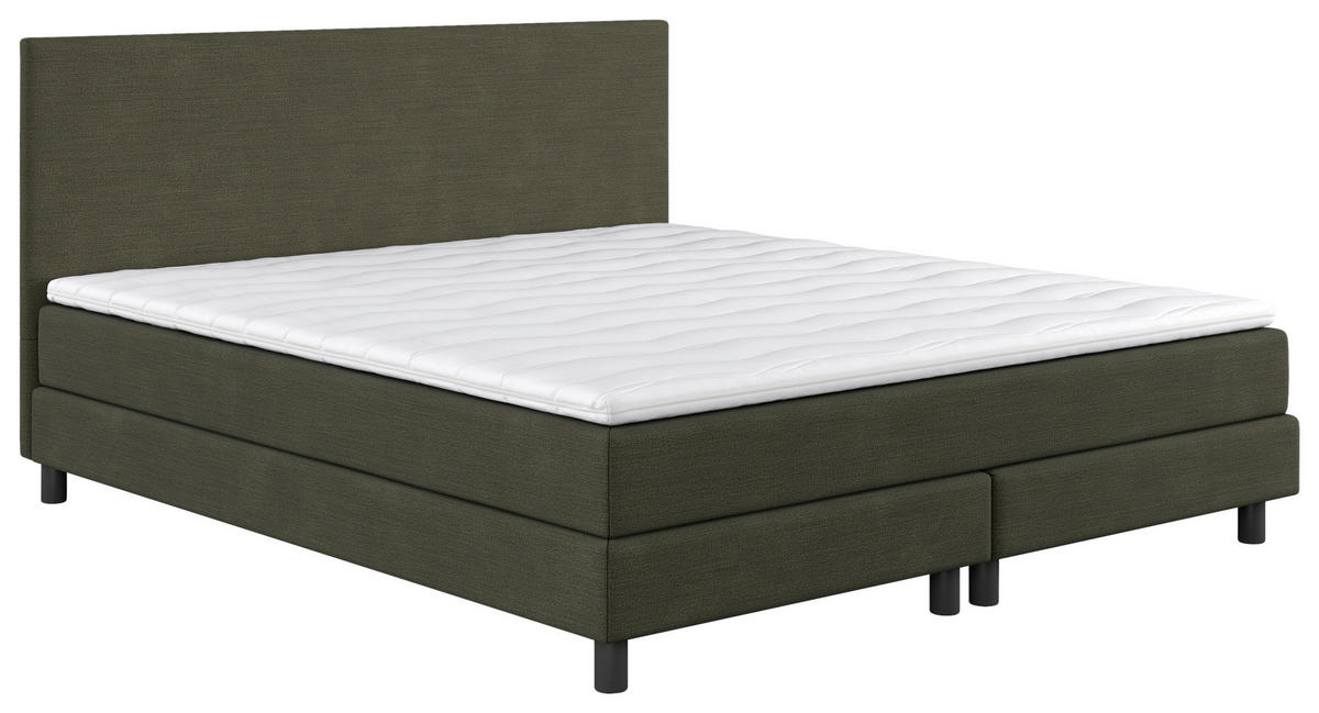 BOXBETT 160/200 cm  in Dunkelgrün  - Dunkelgrün/Dunkelbraun, MODERN, Holzwerkstoff/Textil (160/200cm) - MID.YOU