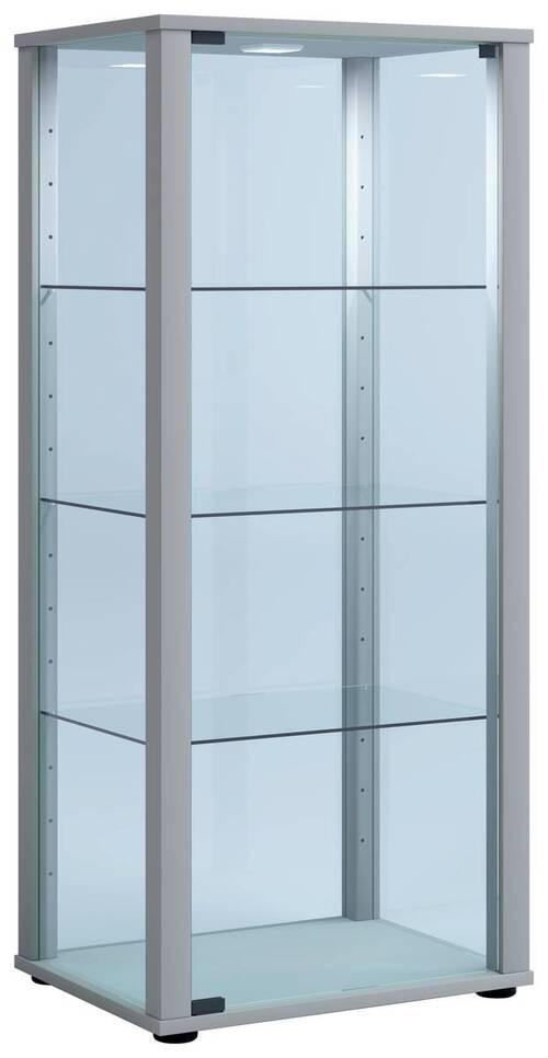 VITRINE in Silberfarben  - Silberfarben/Schwarz, MODERN, Glas/Holzwerkstoff (50/114,5/38cm) - MID.YOU
