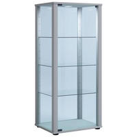 VITRINE in Silberfarben  - Silberfarben/Schwarz, Modern, Glas/Holzwerkstoff (50/114,5/38cm) - MID.YOU