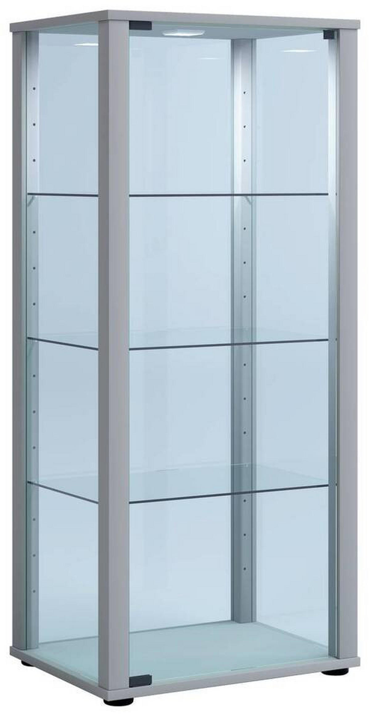 VITRINE in Silberfarben  - Silberfarben/Schwarz, Modern, Glas/Holzwerkstoff (50/114,5/38cm) - MID.YOU