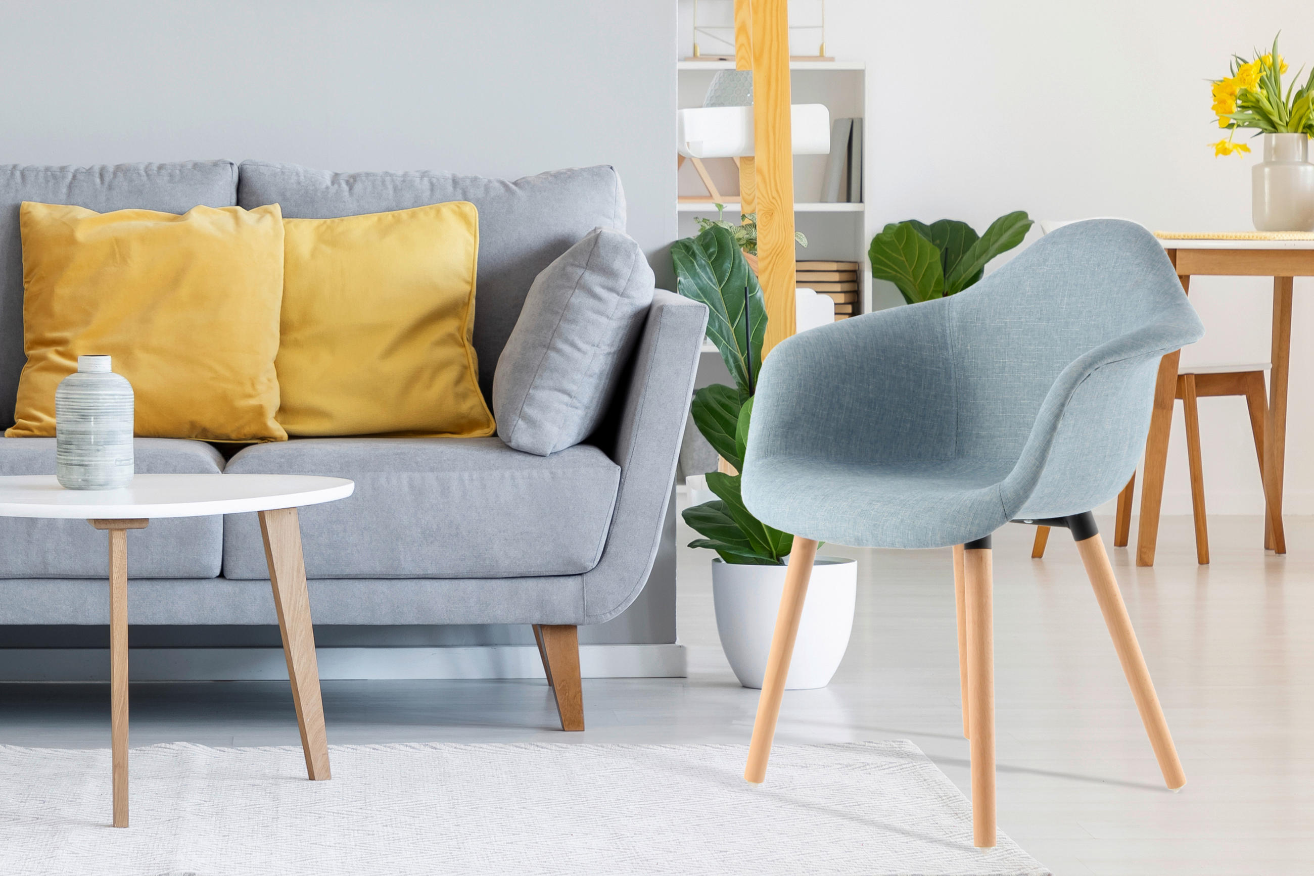 STOL MED ARMSTÖD SET 2 styck järn  - blå, Design, metall/trä (62/80.5/64cm) - Kayoom