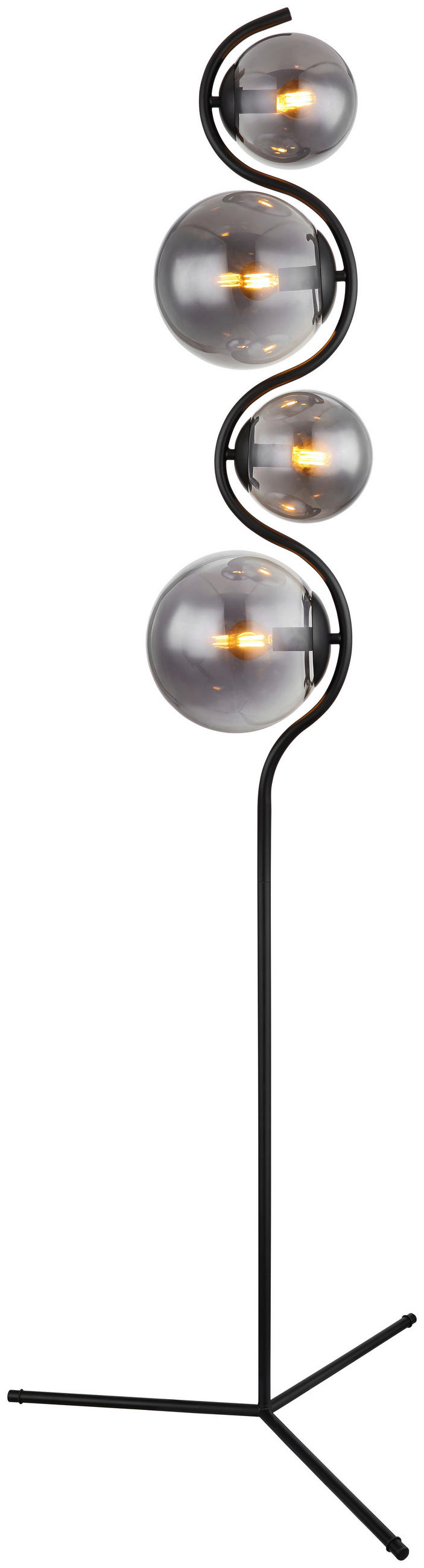 STEHLEUCHTE - Schwarz, Design, Glas/Metall (66/160cm) - Globo