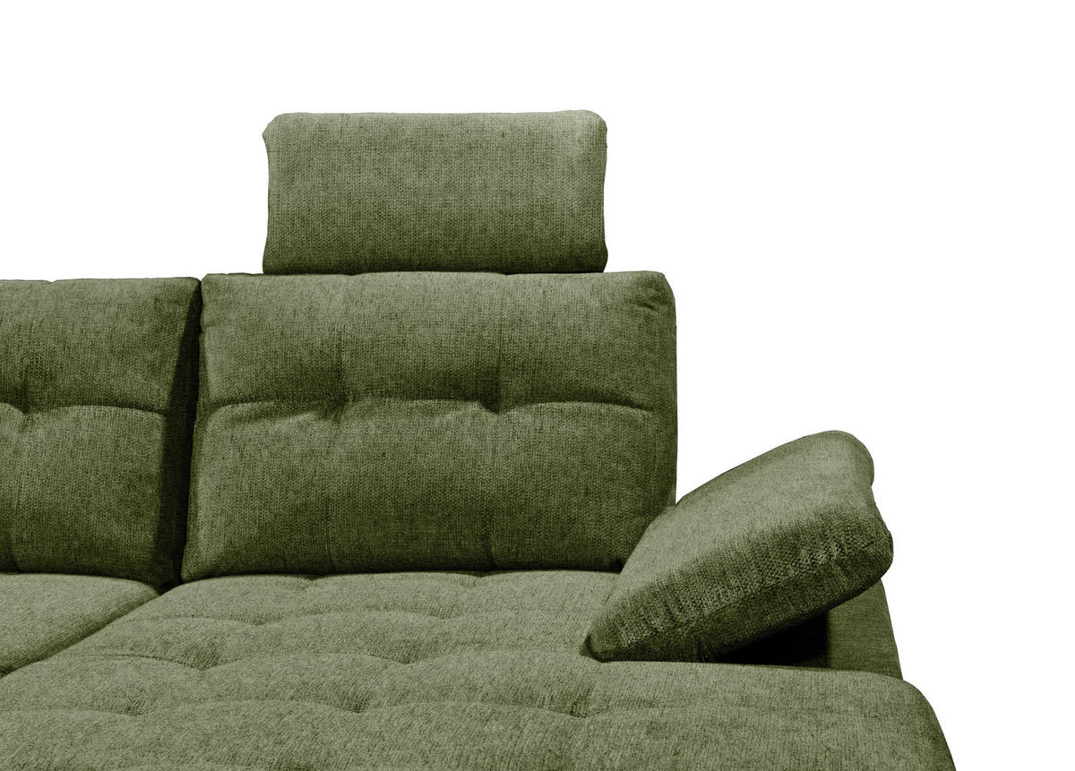 WOHNLANDSCHAFT Olivgrün Webstoff  - Schwarz/Olivgrün, KONVENTIONELL, Kunststoff/Textil (218/324/170cm) - Carryhome
