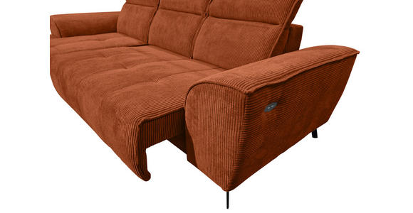 ECKSOFA Rostfarben Cord  - Rostfarben/Schwarz, KONVENTIONELL, Textil/Metall (196/290cm) - Carryhome