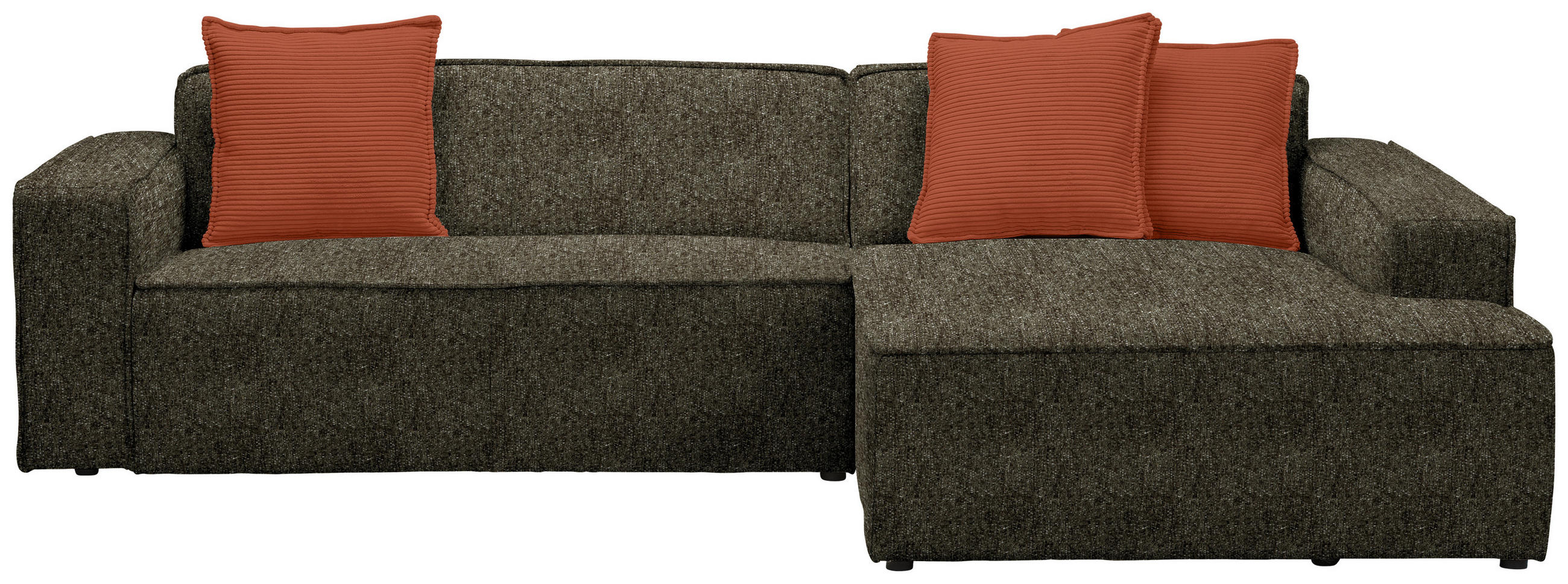 ECKSOFA Olivgrün Chenille  - Rostfarben/Schwarz, KONVENTIONELL, Kunststoff/Textil (280/188cm) - Carryhome